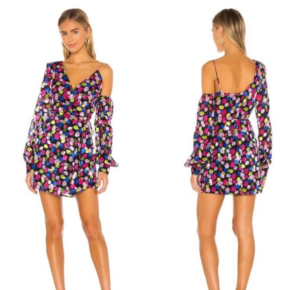 NBD Revolve Maxine Mini wrap Dress in Painted Dot - Picture 11 of 13